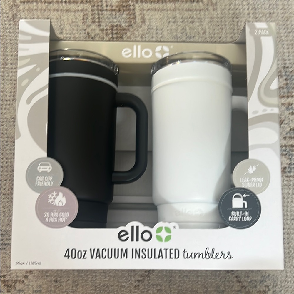 Ello Black and White Vacuum Insulated Tumblers